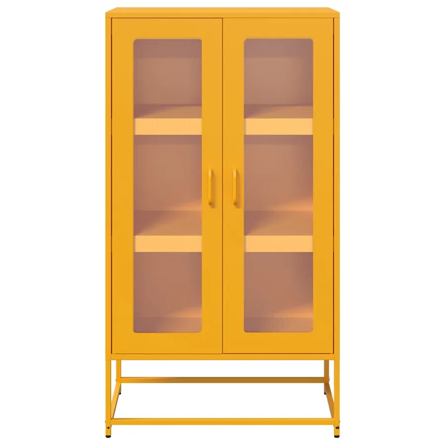 Buffet haut jaune moutarde 68x39x123 cm acier - 5