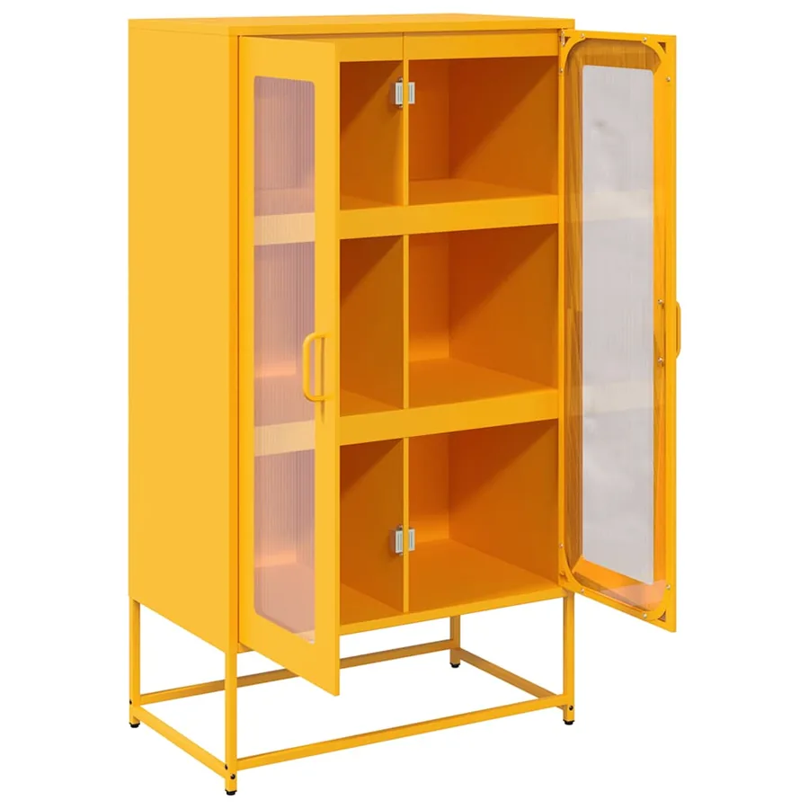 Buffet haut jaune moutarde 68x39x123 cm acier - 6