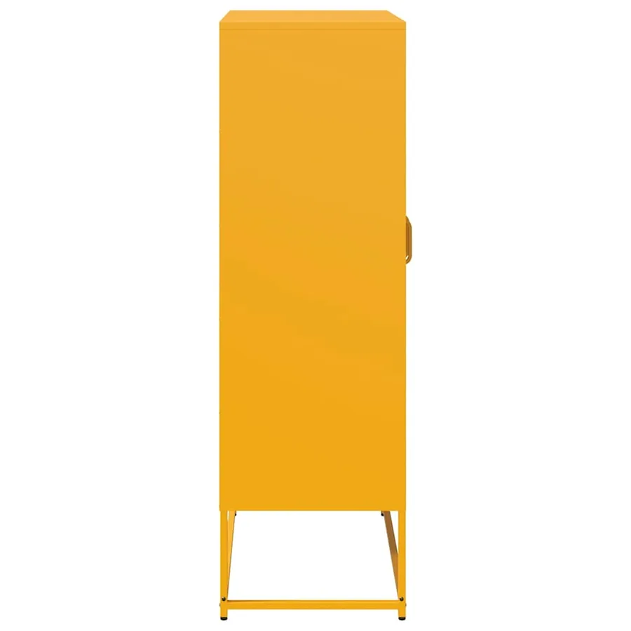 Buffet haut jaune moutarde 68x39x123 cm acier - 7