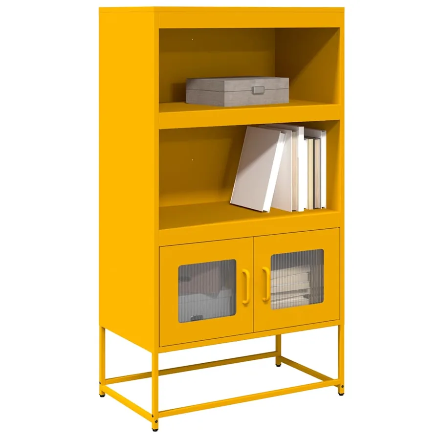 Buffet haut jaune moutarde 68x39x123 cm acier