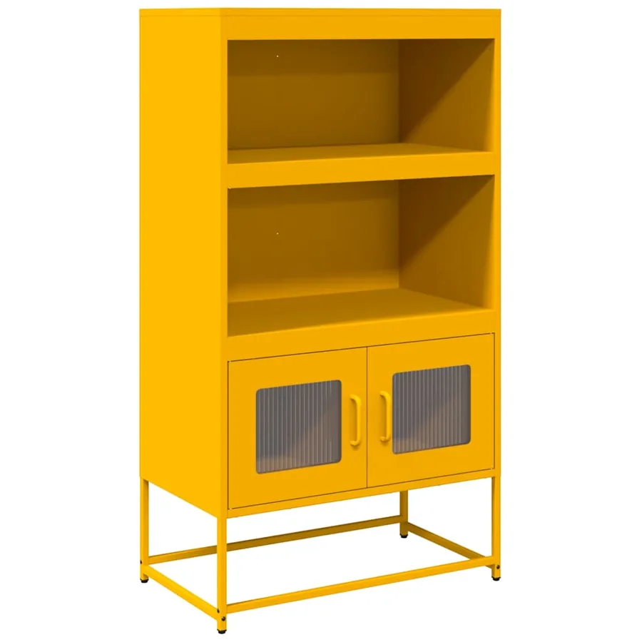 Buffet haut jaune moutarde 68x39x123 cm acier - 2