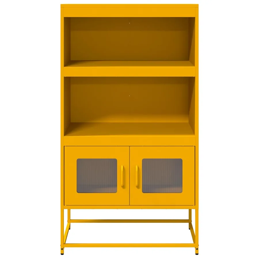 Buffet haut jaune moutarde 68x39x123 cm acier - 4