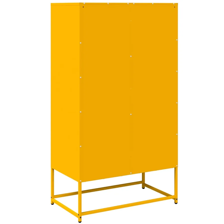 Buffet haut jaune moutarde 68x39x123 cm acier - 7