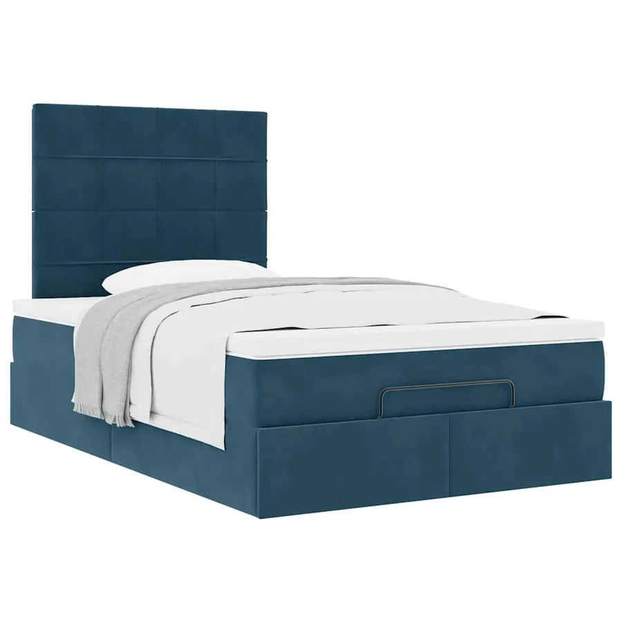 Cadre de lit ottoman avec matelas bleu foncé 120x200 cm velours - 5