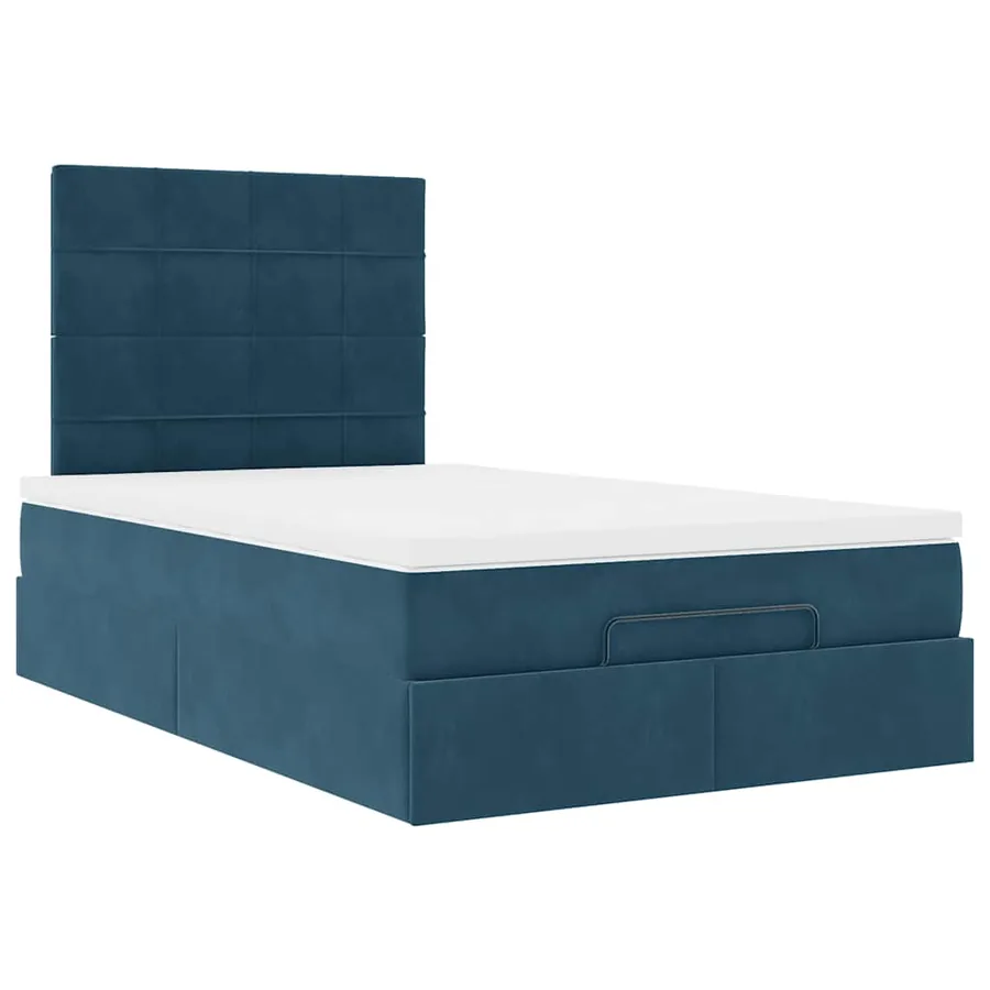 Cadre de lit ottoman avec matelas bleu foncé 120x200 cm velours - 6