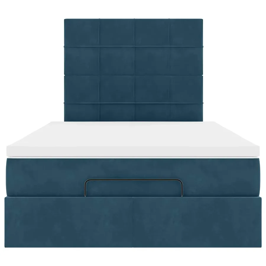 Cadre de lit ottoman avec matelas bleu foncé 120x200 cm velours - 7