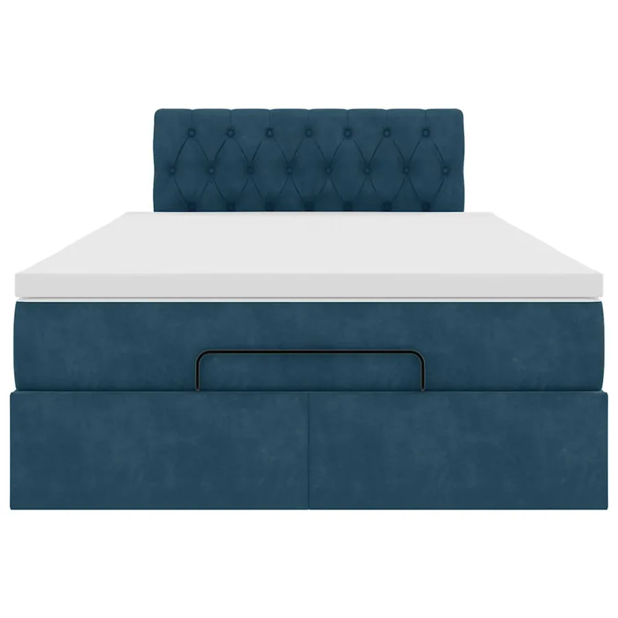 Cadre de lit ottoman avec matelas bleu foncé 120x200 cm velours - 7