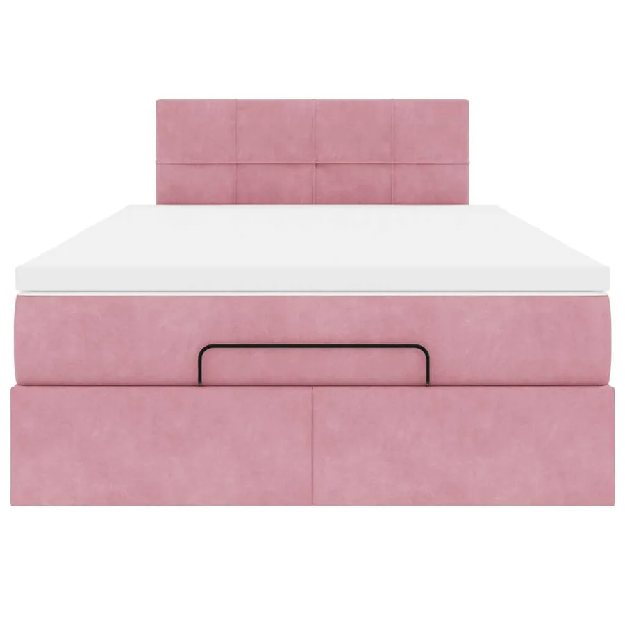 Cadre de lit ottoman avec matelas rose 120x200 cm velours - 5
