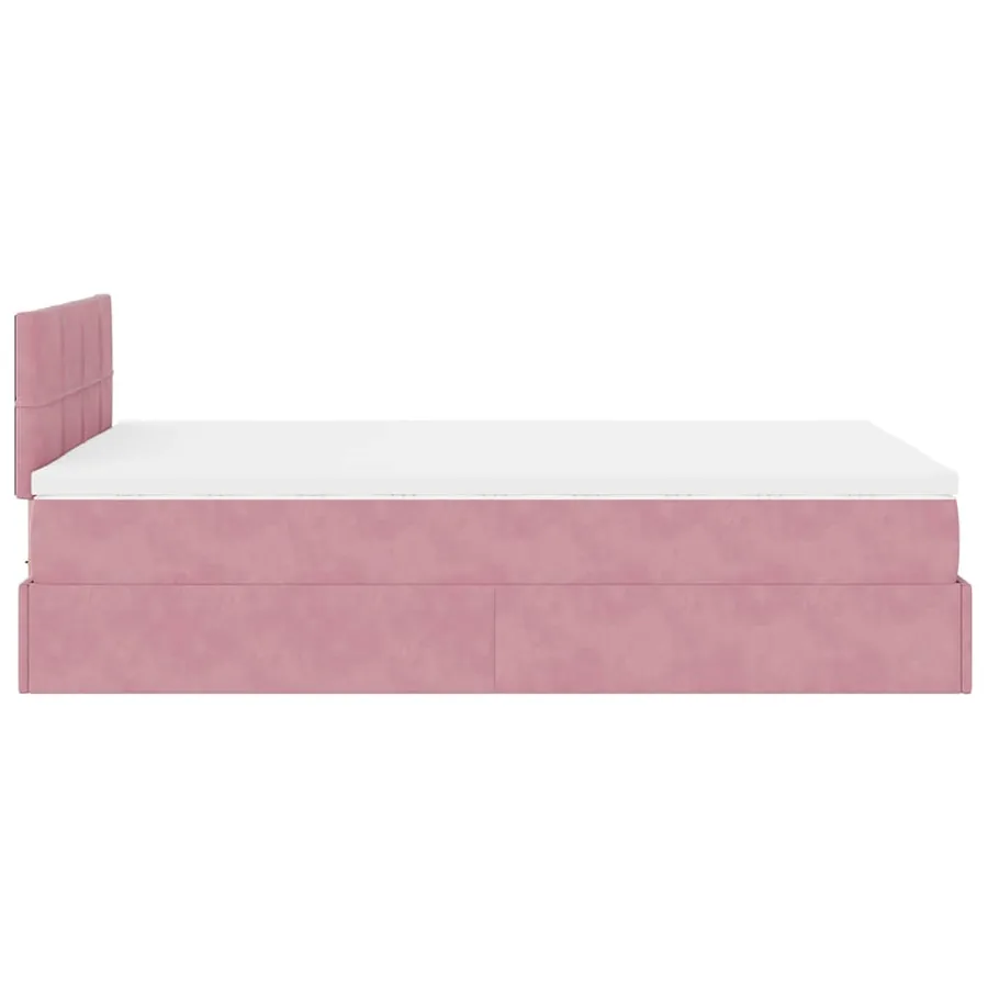Cadre de lit ottoman avec matelas rose 120x200 cm velours - 8
