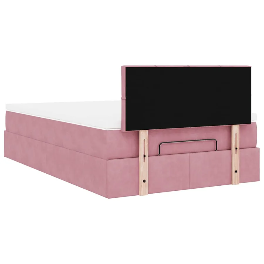 Cadre de lit ottoman avec matelas rose 120x200 cm velours - 9
