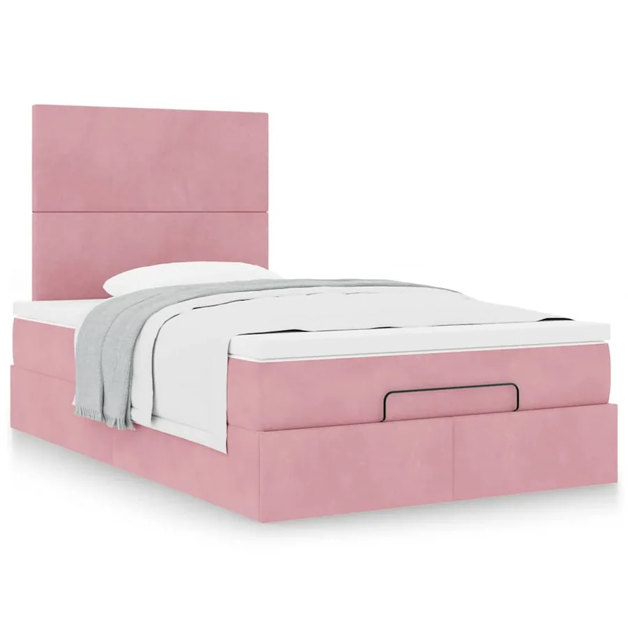 Cadre de lit ottoman avec matelas rose 120x200 cm velours - 4