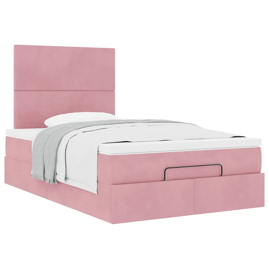 Cadre de lit ottoman avec matelas rose 120x200 cm velours - 5