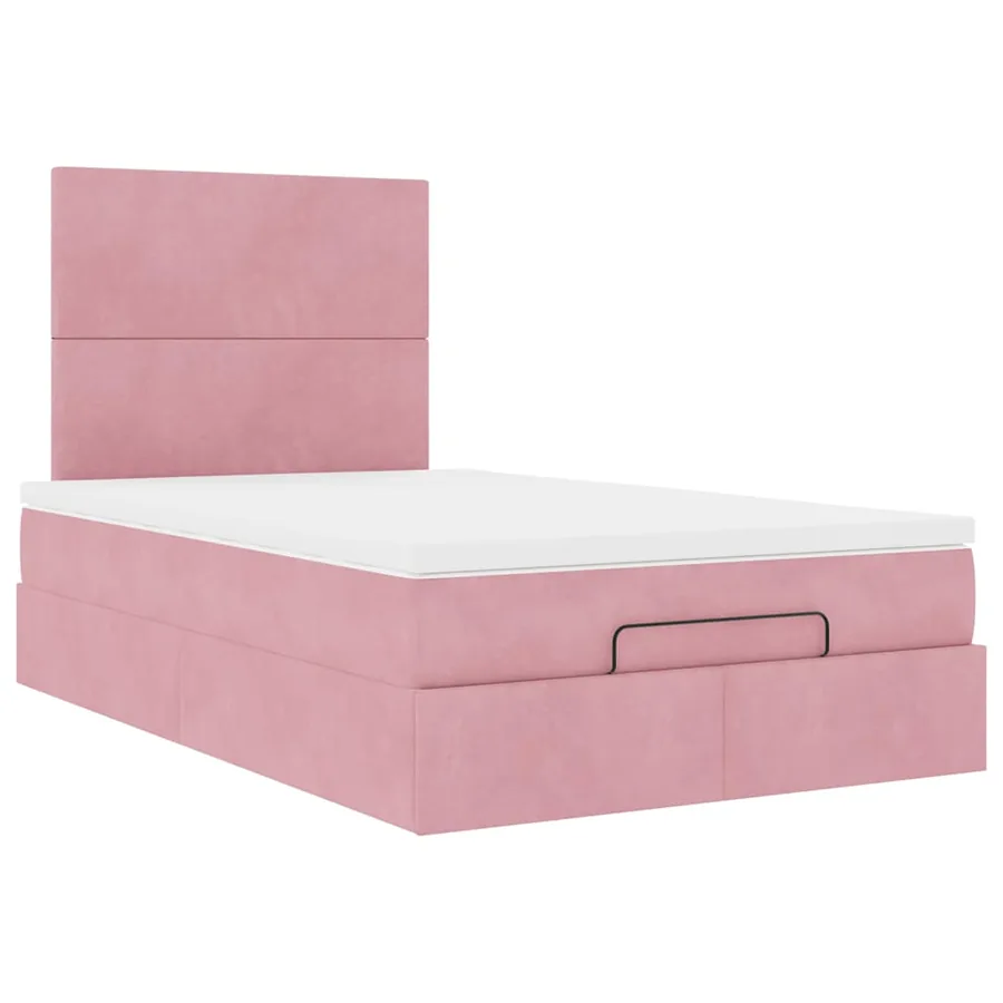 Cadre de lit ottoman avec matelas rose 120x200 cm velours - 6
