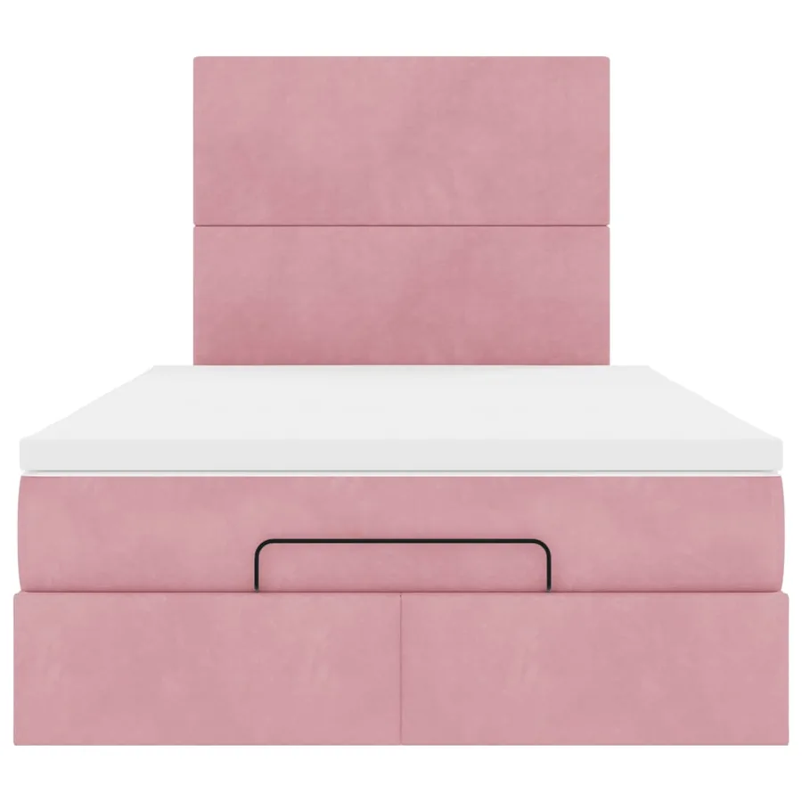 Cadre de lit ottoman avec matelas rose 120x200 cm velours - 7