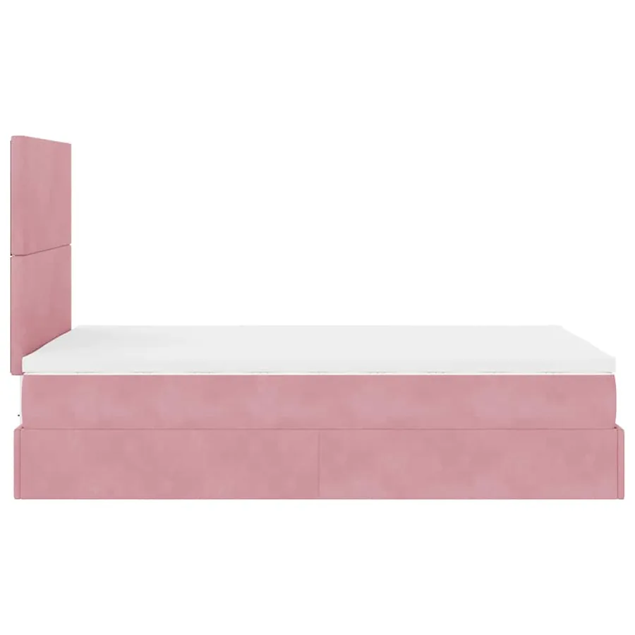 Cadre de lit ottoman avec matelas rose 120x200 cm velours - 8