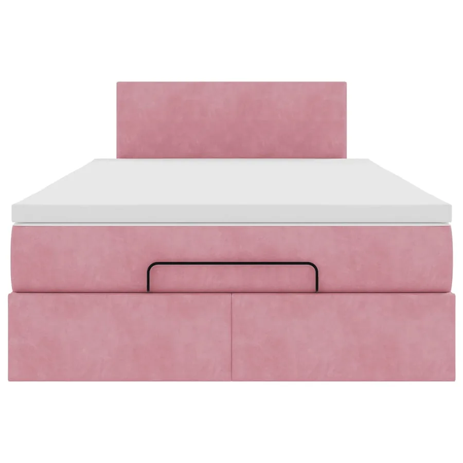 Cadre de lit ottoman avec matelas rose 120x200 cm velours - 6
