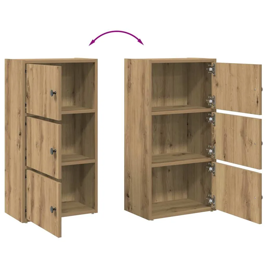 Bibliothèque chêne artisanal 40x24x77 cm bois d'ingénierie - 8