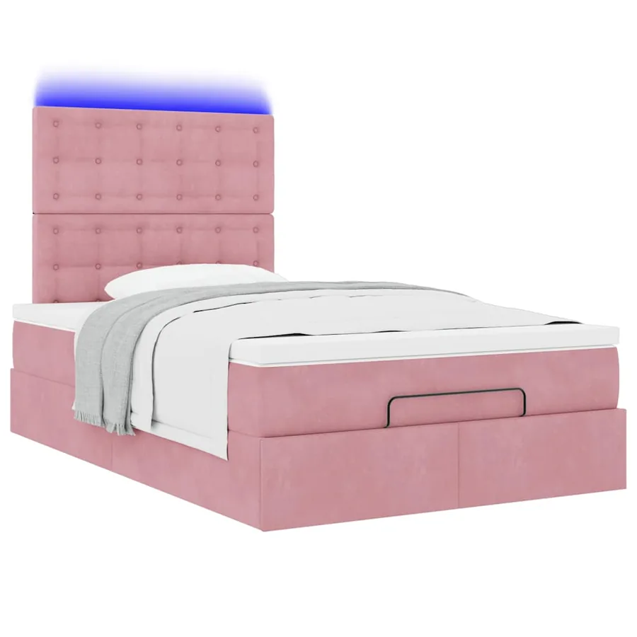Cadre de lit ottoman avec matelas rose 120x200 cm velours - 6