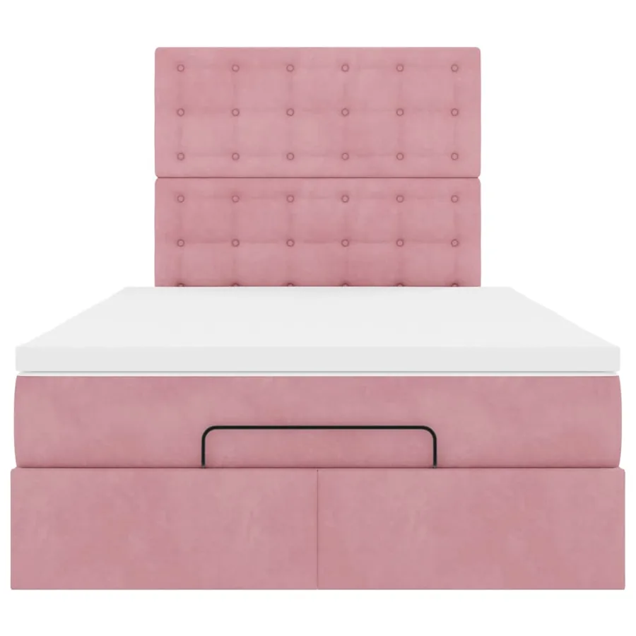 Cadre de lit ottoman avec matelas rose 120x200 cm velours - 8