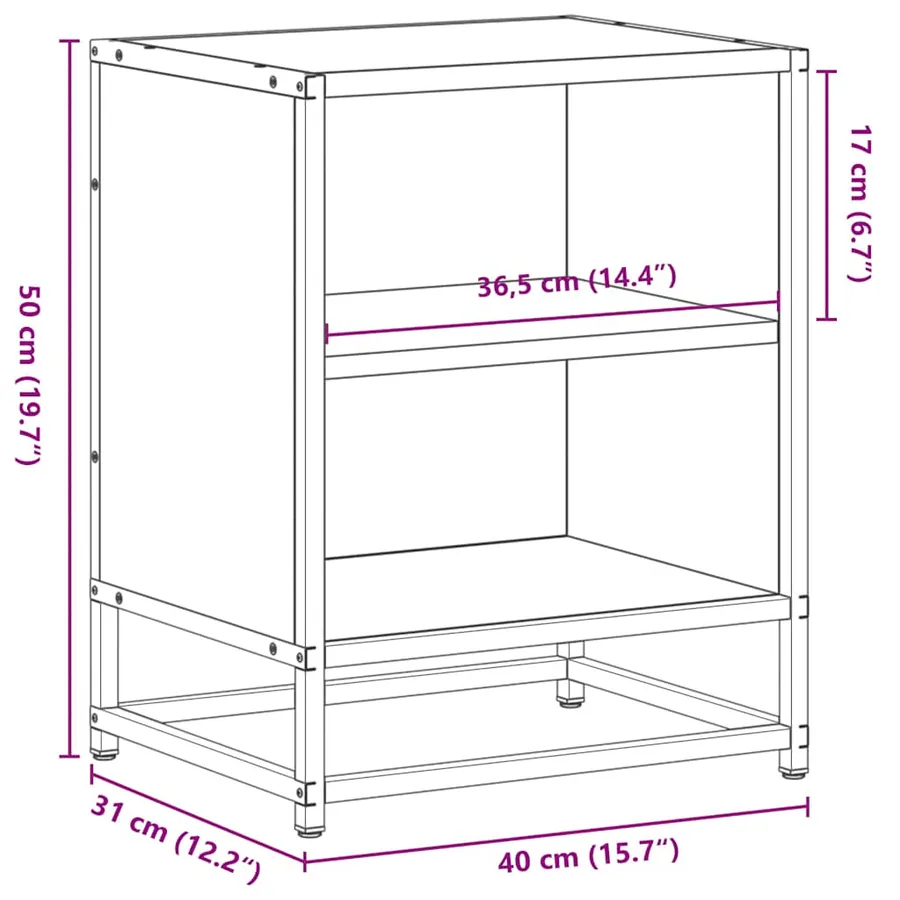 Tables de chevet 2 pcs chêne sonoma bois d'ingénierie et métal - 11