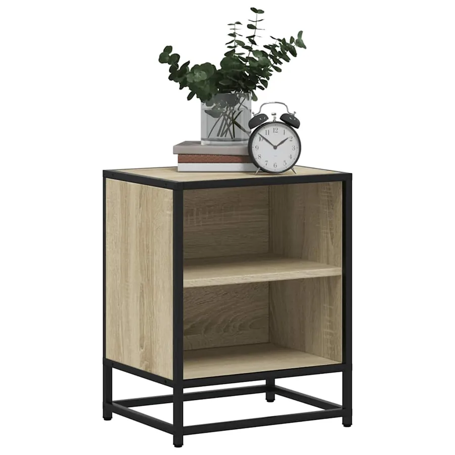 Tables de chevet 2 pcs chêne sonoma bois d'ingénierie et métal - 4