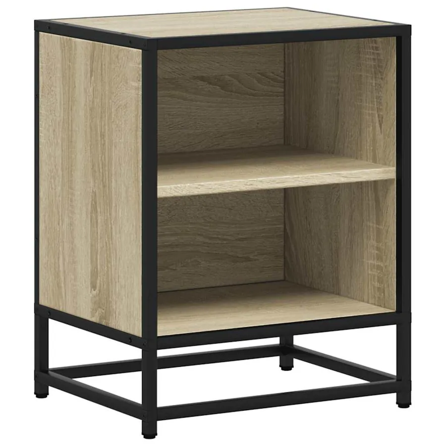 Tables de chevet 2 pcs chêne sonoma bois d'ingénierie et métal - 6