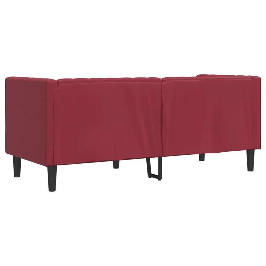 Canapé à 2 places Chesterfield rouge bordeaux similicuir - 6