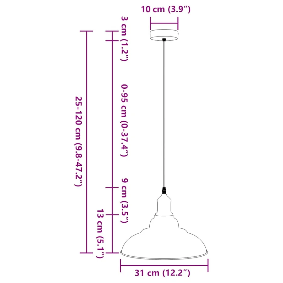 Lampe suspendue réglable hauteur E27 vert brillant Ø 31cm métal - 11