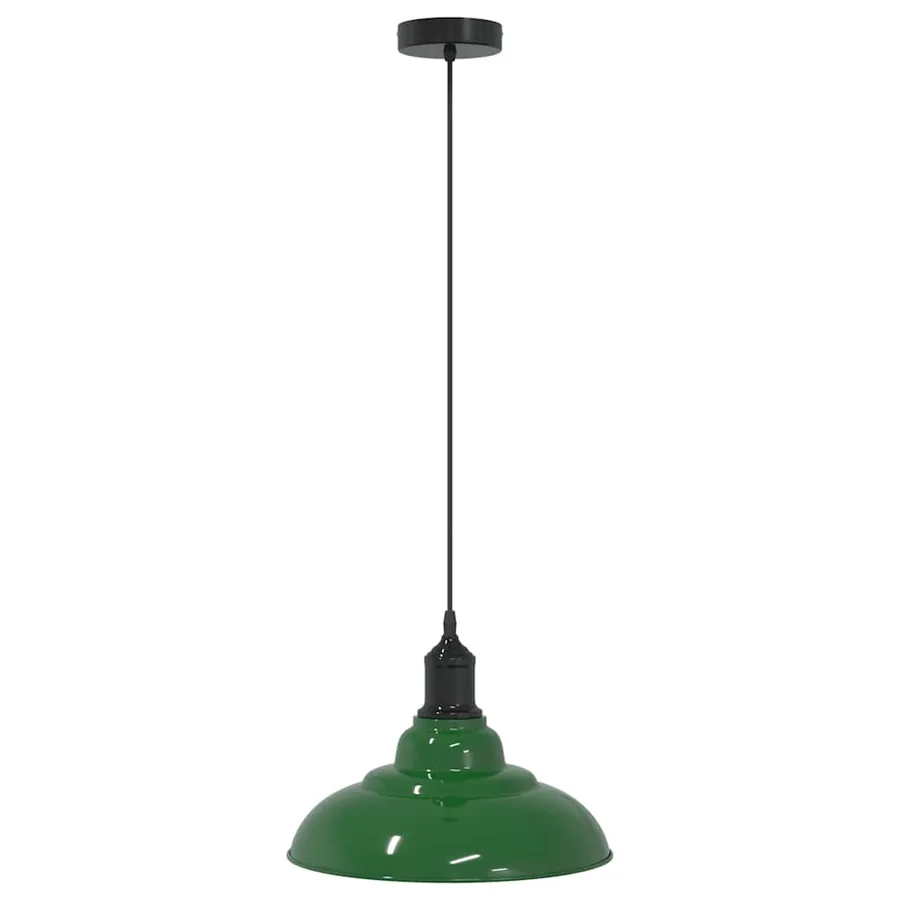 Lampe suspendue réglable hauteur E27 vert brillant Ø 31cm métal - 2