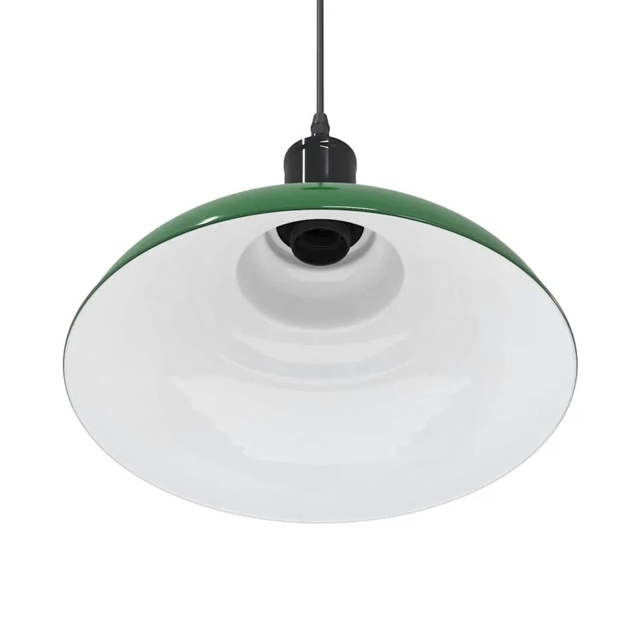 Lampe suspendue réglable hauteur E27 vert brillant Ø 31cm métal - 9