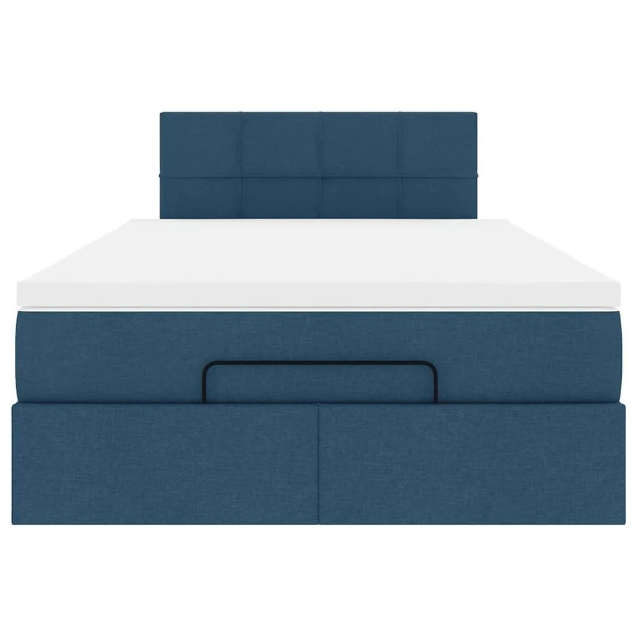 Cadre de lit ottoman avec matelas bleu 120x190 cm tissu - 7