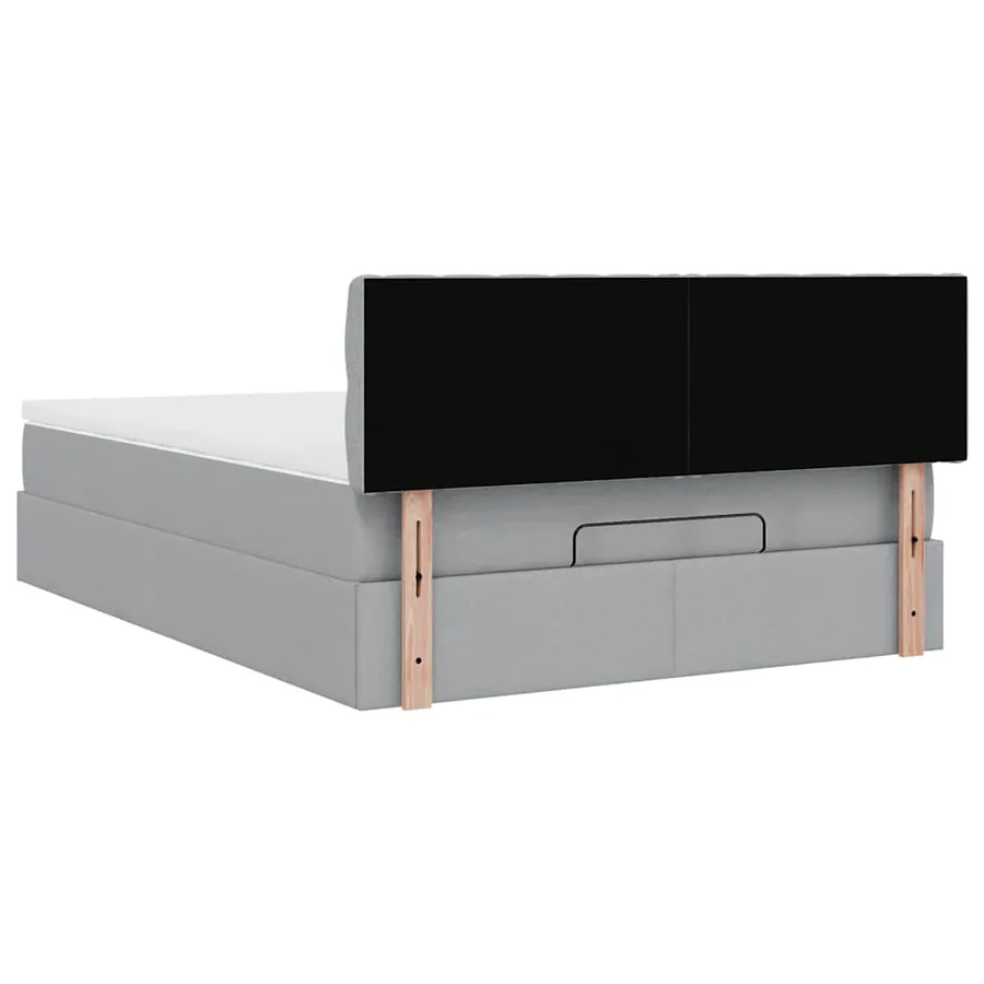 Cadre de lit ottoman et matelas gris clair 140x200 cm tissu - 11