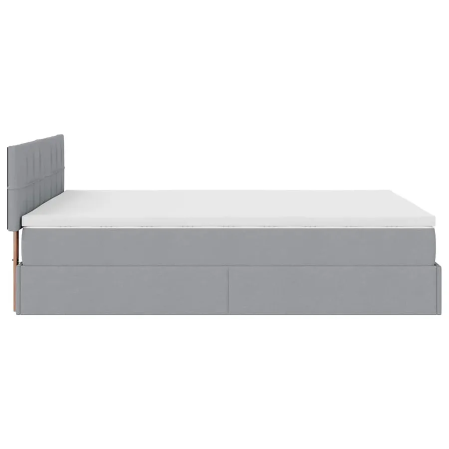 Cadre de lit ottoman et matelas gris clair 140x200 cm tissu - 11
