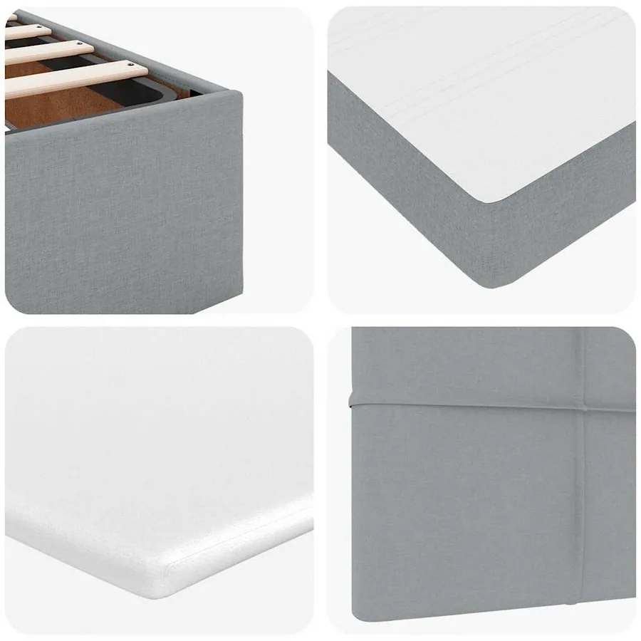 Cadre de lit ottoman et matelas gris clair 140x200 cm tissu - 16