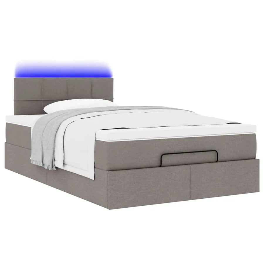 Lit ottoman avec matelas et LED Taupe 120x190 cm tissu - 6