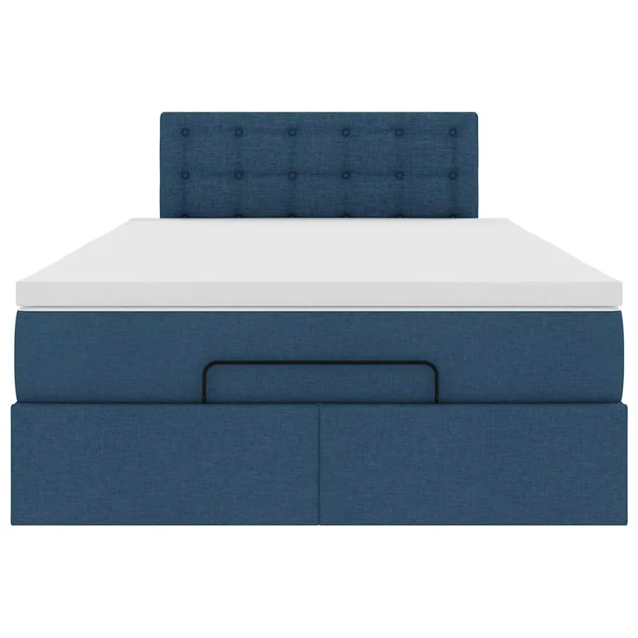Cadre de lit ottoman avec matelas bleu 120x190 cm tissu - 7