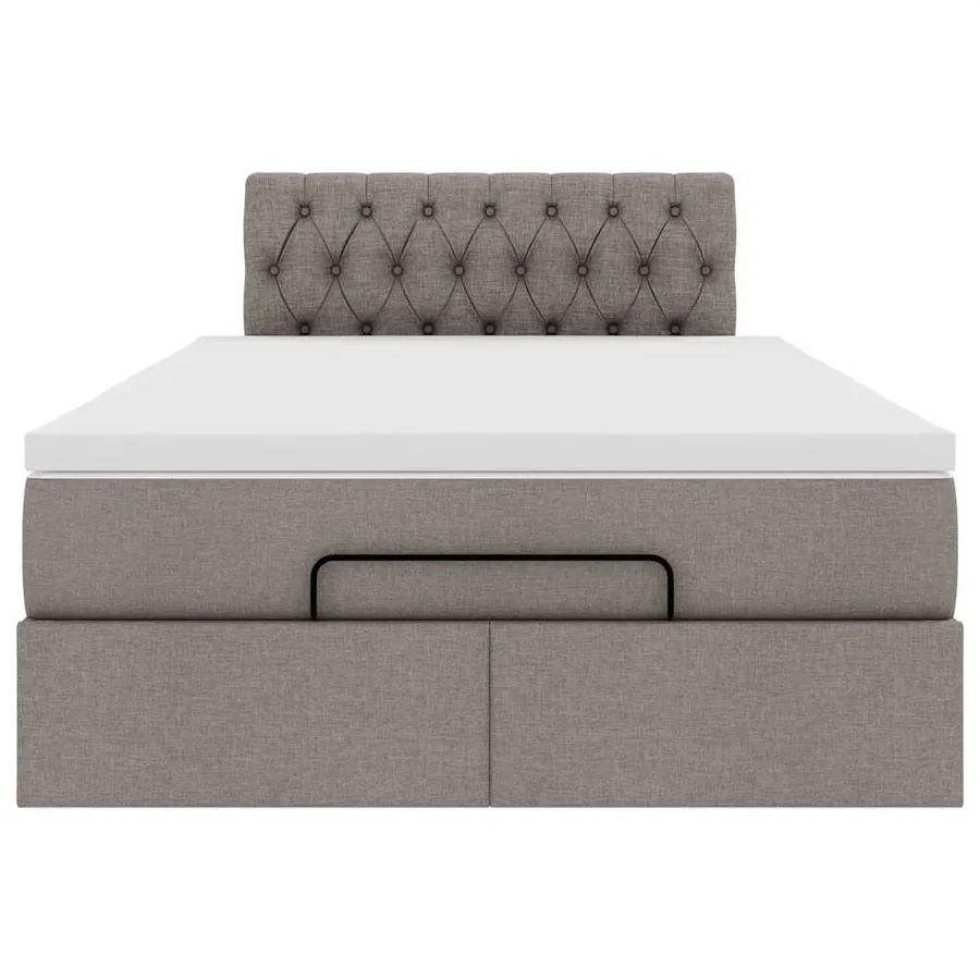 Lit ottoman avec matelas et LED Taupe 120x190 cm tissu - 8