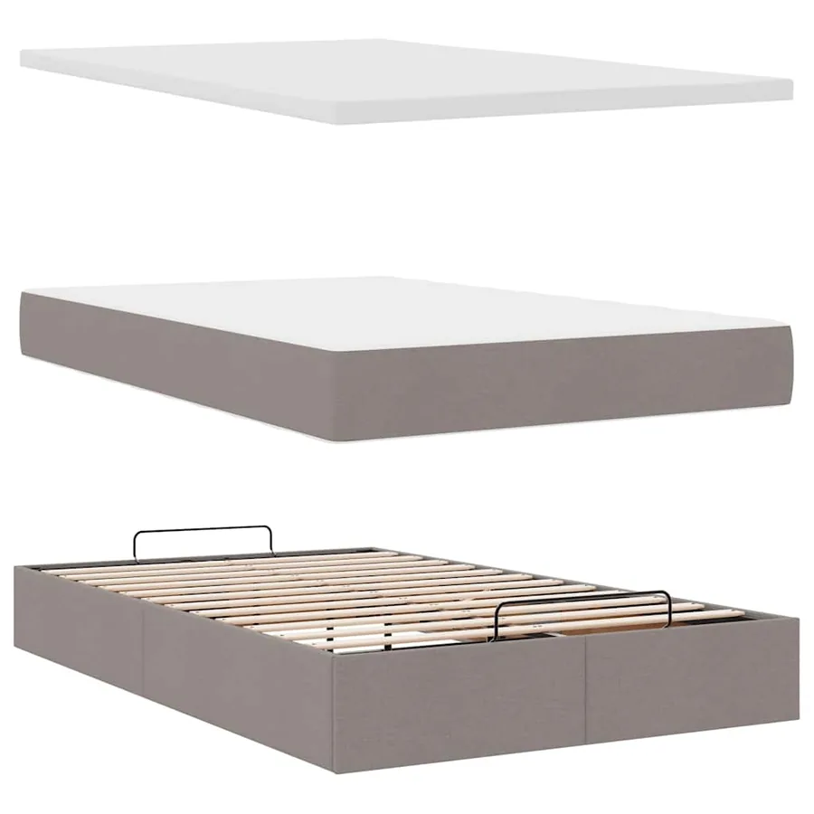 Lit ottoman avec matelas et LED Taupe 120x190 cm tissu - 9