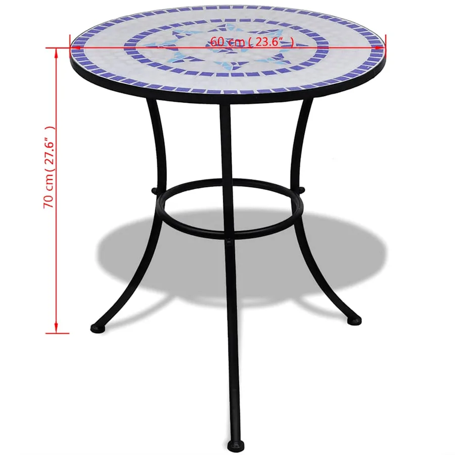 Ensemble de bistro 3 pcs Carreaux céramiques Bleu et blanc - 11