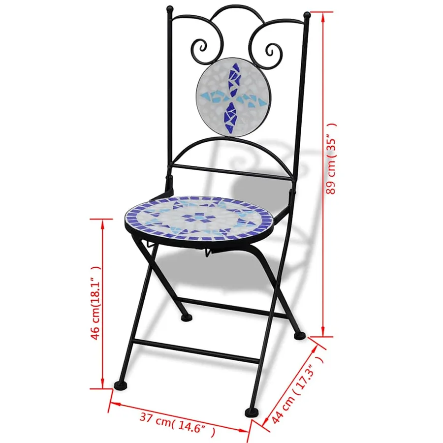Ensemble de bistro 3 pcs Carreaux céramiques Bleu et blanc - 12