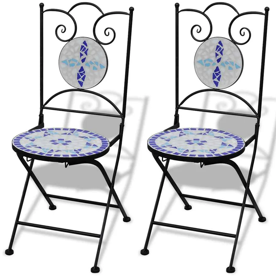 Ensemble de bistro 3 pcs Carreaux céramiques Bleu et blanc - 6