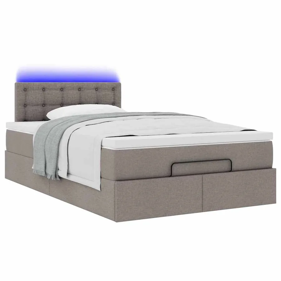 Lit ottoman avec matelas et LED Taupe 120x190 cm tissu - 6