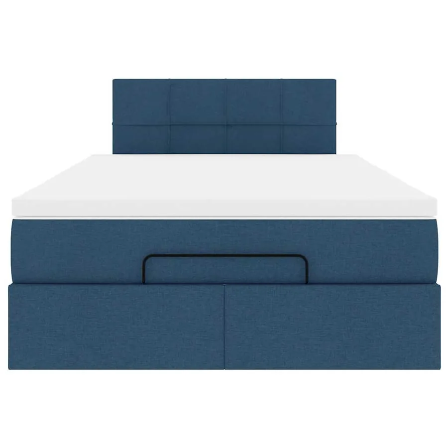 Lit ottoman avec matelas et LED bleu 120x190 cm tissu - 8