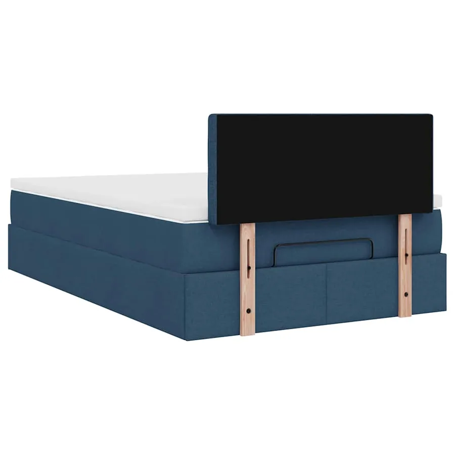 Lit ottoman avec matelas et LED bleu 120x190 cm tissu - 12