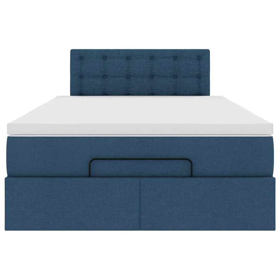 Lit ottoman avec matelas et LED bleu 120x190 cm tissu - 8