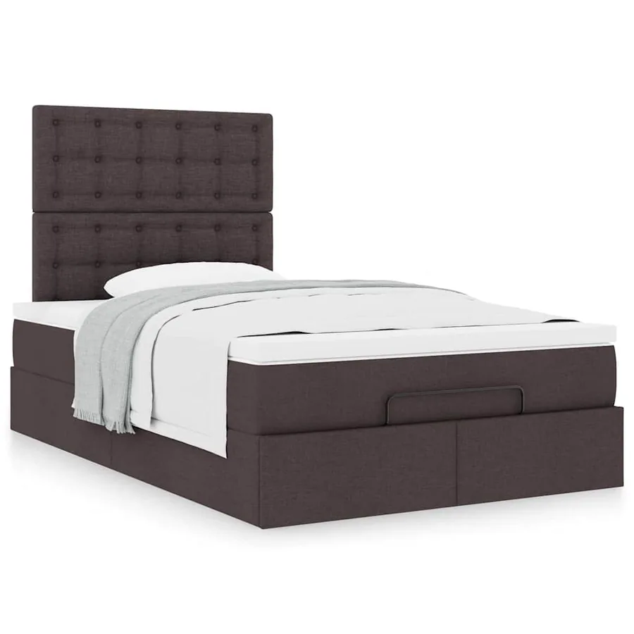 Cadre de lit ottoman avec matelas marron foncé 120x190 cm tissu - 4