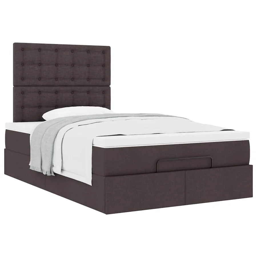 Cadre de lit ottoman avec matelas marron foncé 120x190 cm tissu - 5