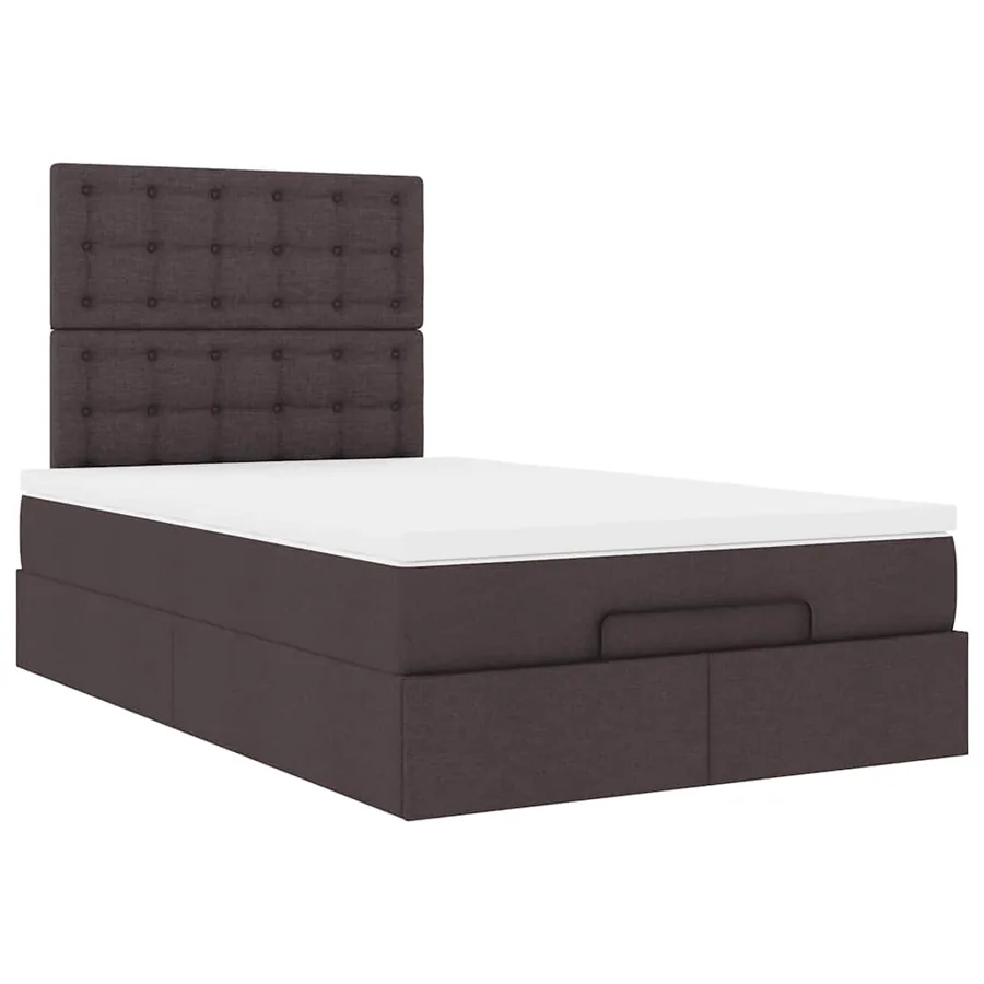 Cadre de lit ottoman avec matelas marron foncé 120x190 cm tissu - 6