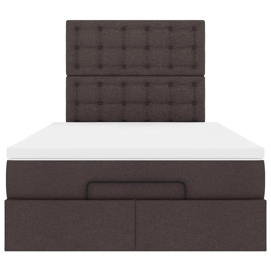 Cadre de lit ottoman avec matelas marron foncé 120x190 cm tissu - 7