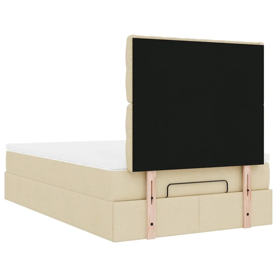 Cadre de lit ottoman avec matelas crème 120x190 cm tissu - 12